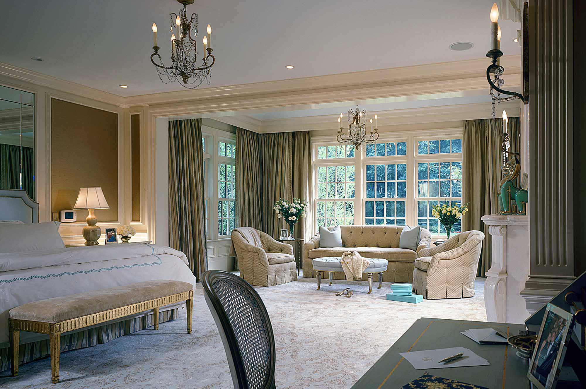 Long Island, Master bedroom, traditional, gold leaf, sitting area
