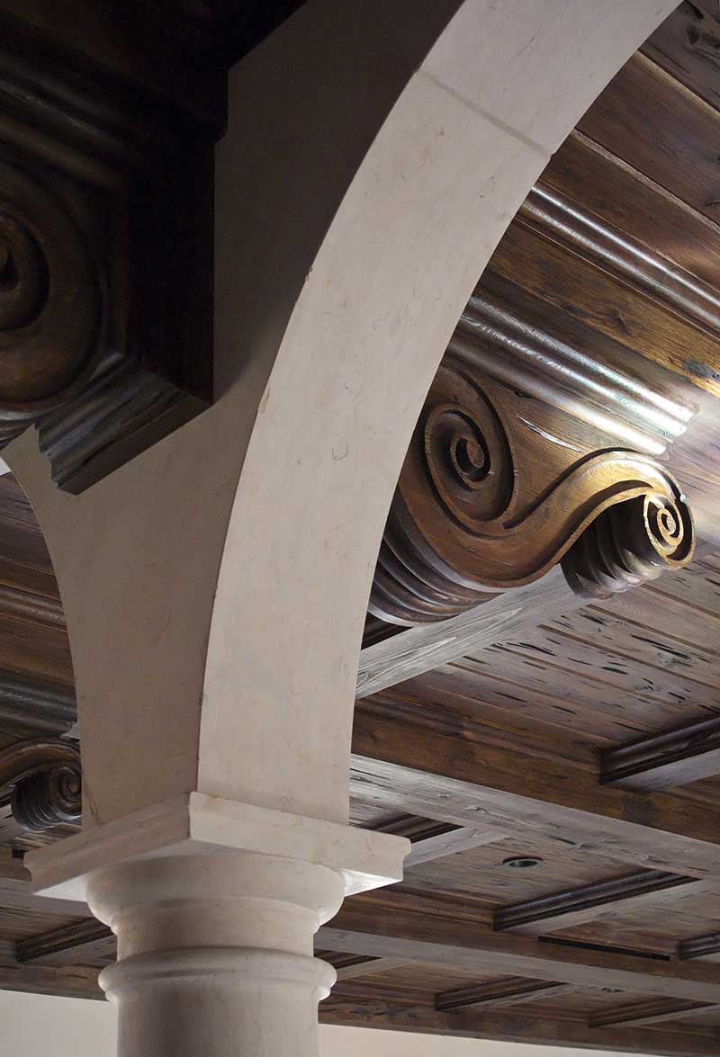 Palladian farm, Wellington, Florida, coffered ceiling, corebl, timber