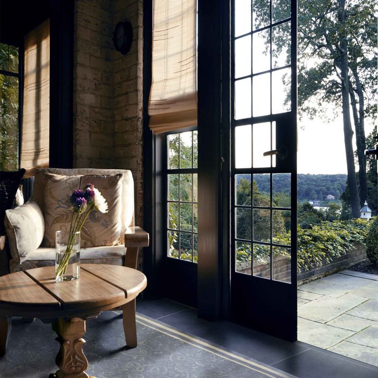 Grosvenor Atterbury restoration Long Island Sound, Water View; Historic Restoration; Interior; Sunroom;