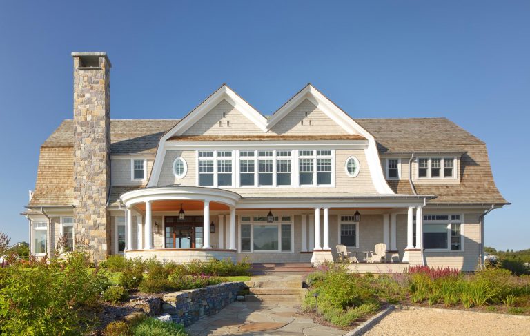 Shingle Style, traditional, gambrel roof, luxury, north shore, front porch