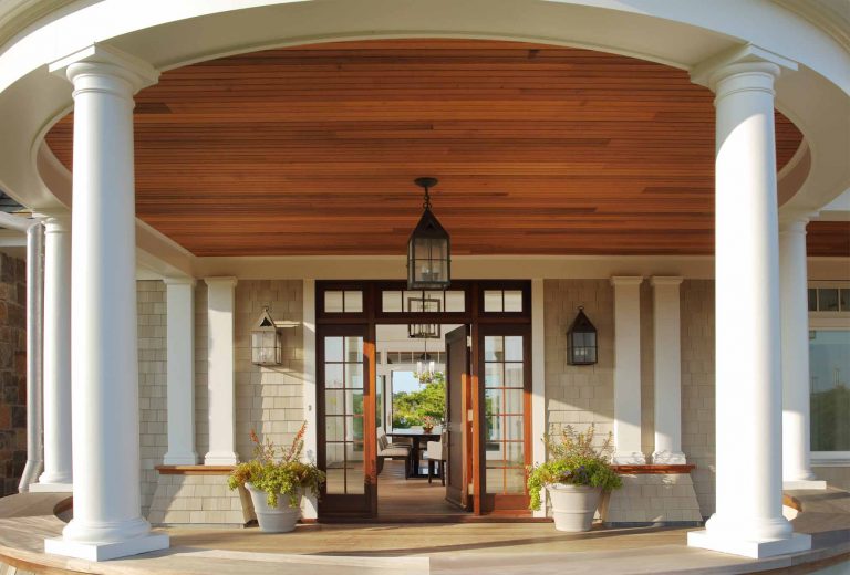 Front porch, deck, traditional, shingle style, luxury